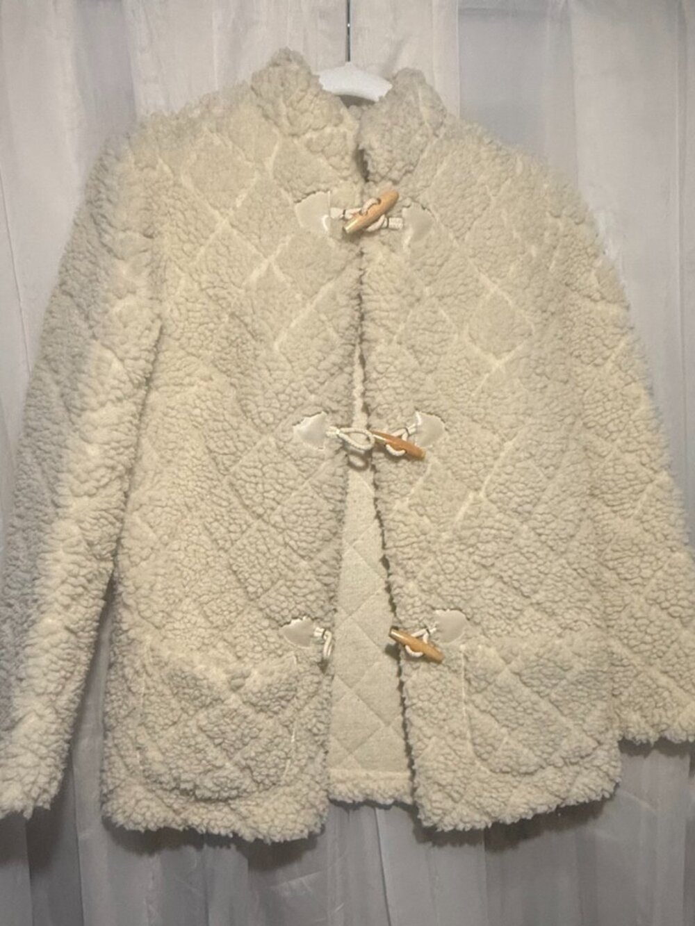 Vintage Betmar New York Ivory Sherpa Toggle Coat Teddy Jacket